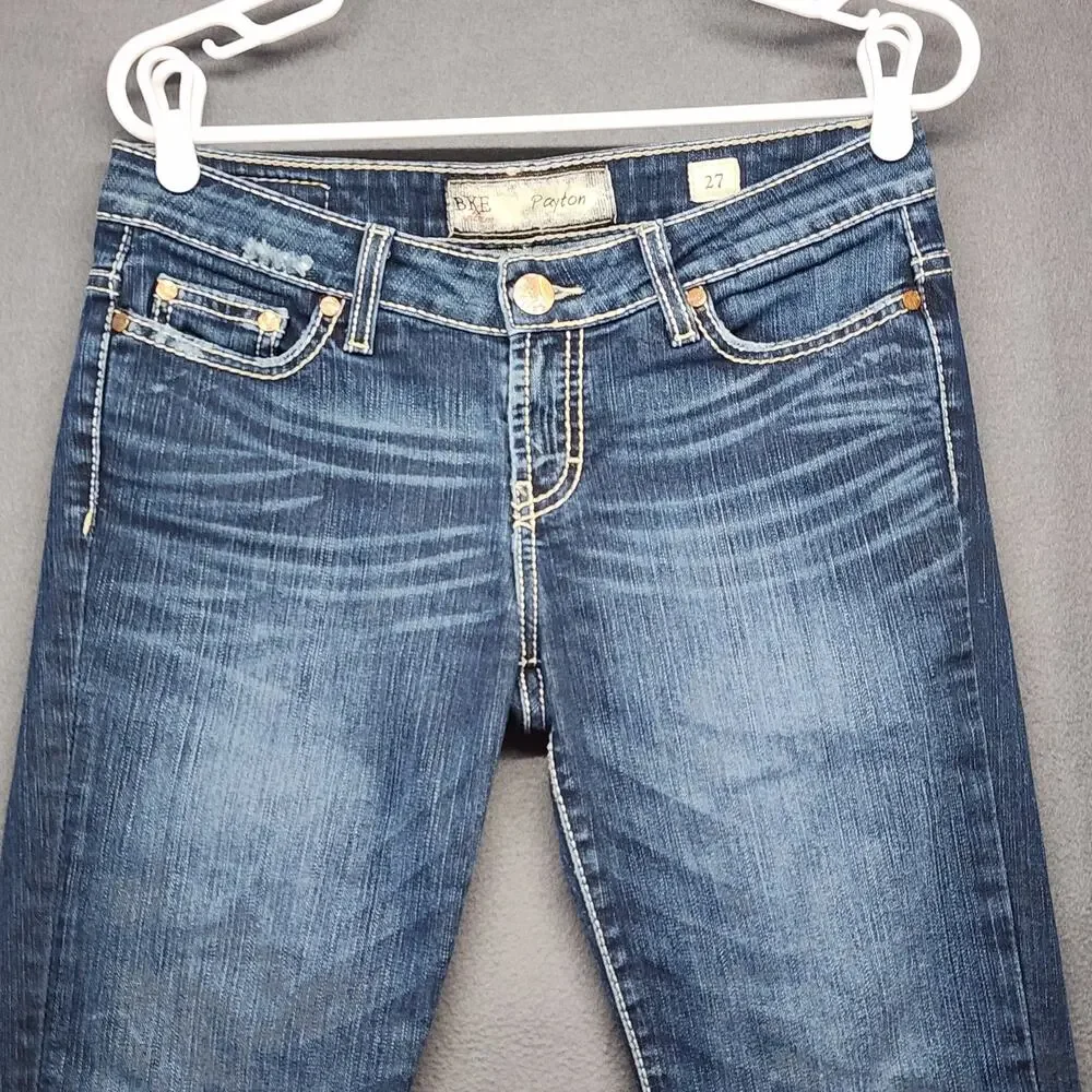 BKE Womens Payton Jeans Size 27 Low Rise Straight Dark Wash Stretch Casual